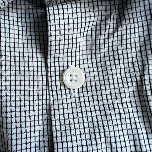 🌟2xHP Sandro Paris Classic Fit Dress Shirt | Navy Blue White Checkered |Size XL - Picture 4 of 9